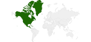 World map highlighting North America