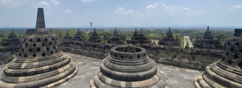 Temple in Indonesia with a stunning background